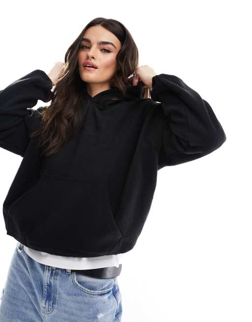The Couture Club - Felpa con cappuccio nera in pile effetto teddy