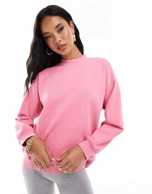 The Couture Club - Felpa rosa slavato con emblema in coordinato