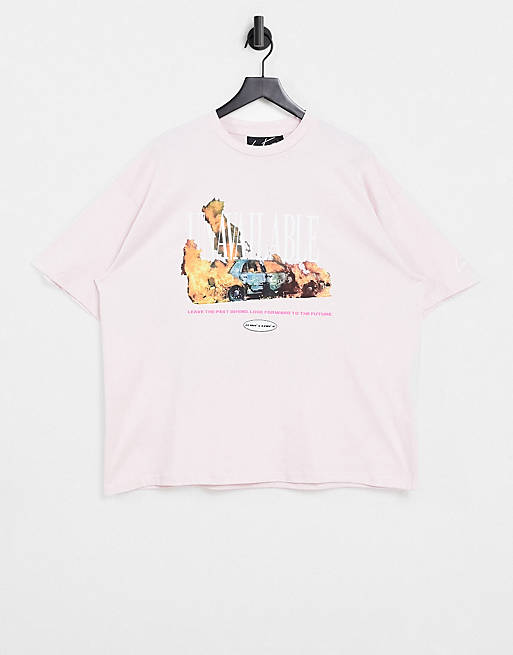 The Couture Club flame graphic t-shirt in pink