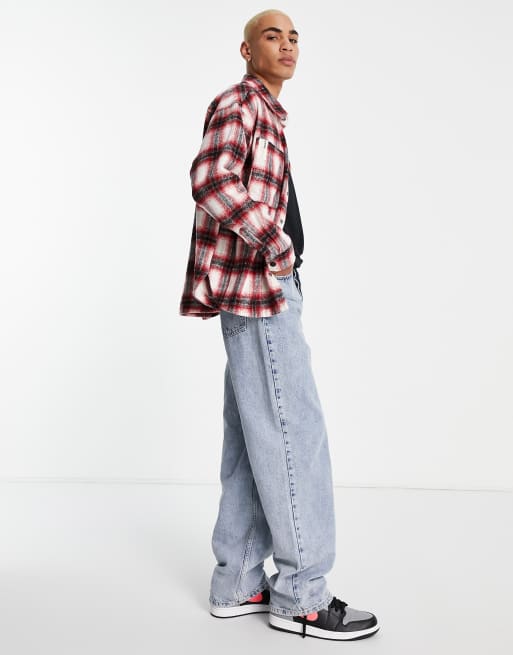 Red store flannel jeans