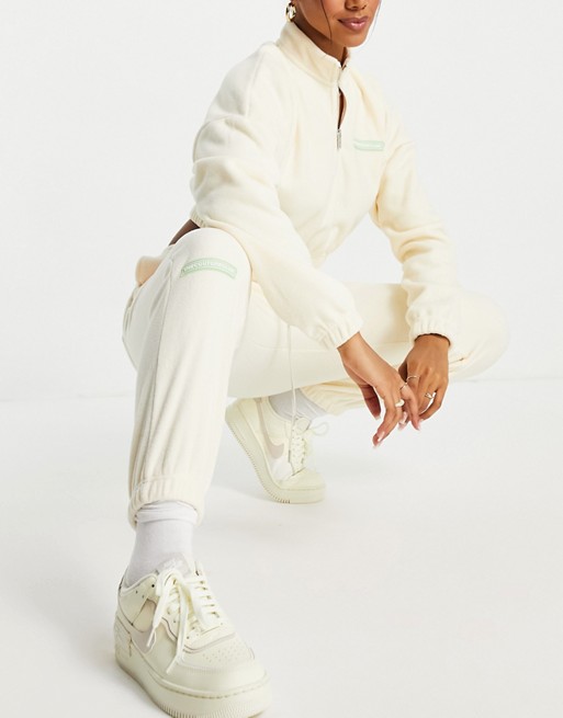 The Couture Club fleece jogger co ord in off white