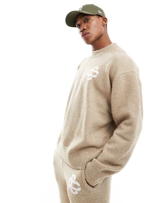  The Couture Club fluffy emblem jumper in beige