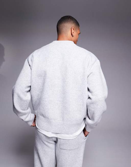 The Couture Club fluffy knit emblem sweater in gray heather