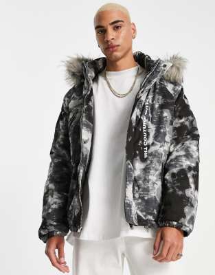 black parka jacket with fur hood