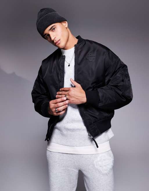 The Couture Club - Giacca bomber oversize nera con emblema