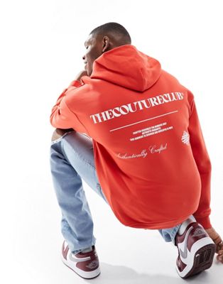 graphic back hoodie in red