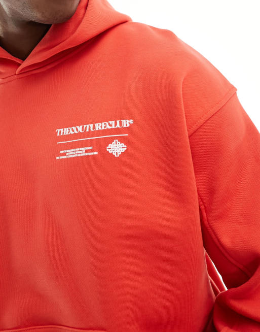 The Couture Club Graphic Back Hoodie in Red