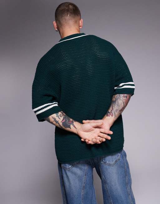 The Couture Club – Grön, stickad baseballtröja i oversize, 3 av 4
