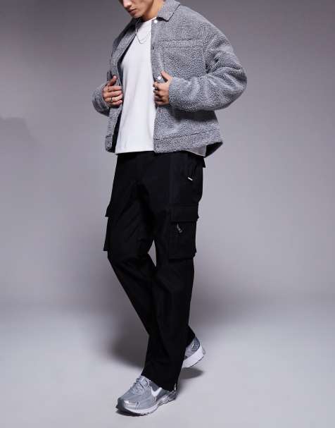 The Couture Club heavyweight nylon cargo trouser in black - view 1