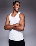[The Couture Club] The Couture Club heavyweight textured knitted singlet in black-White XL Off white