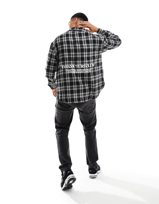The Couture Club – Hemd in Schwarz mit Karomuster-Mix