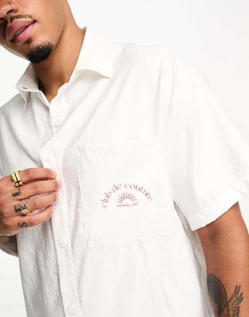 The Couture Club – Hemd in Weiß mit Schriftzug, 2 von 4
