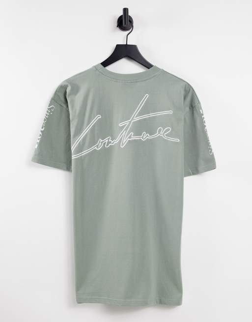 The Couture Club – Heritage – Kakifärgad t-shirt i collegestil