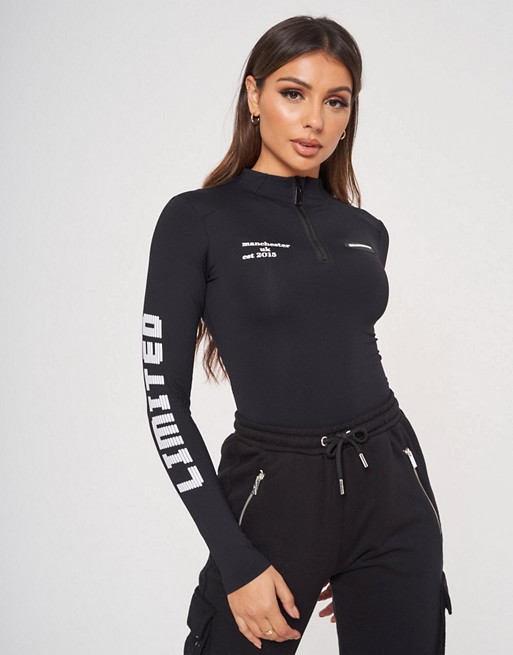 The Couture Club high neck logo body in black