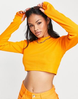 The Couture Club high neck ribbed co-ord top in orange
