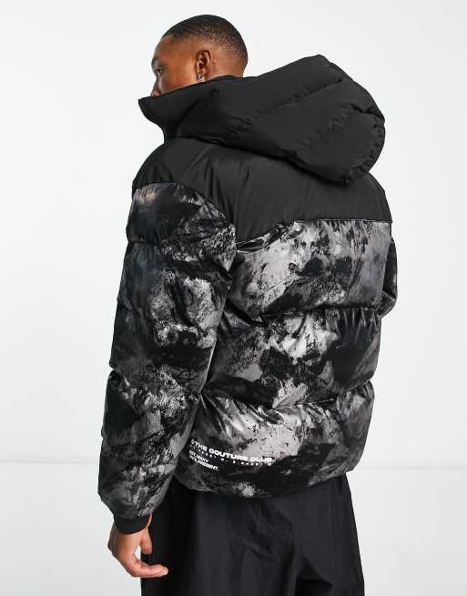 Black Reflective Hooded Puffer Jacket