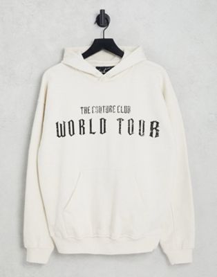 The Couture Club hoodie in white world tour heart backprint