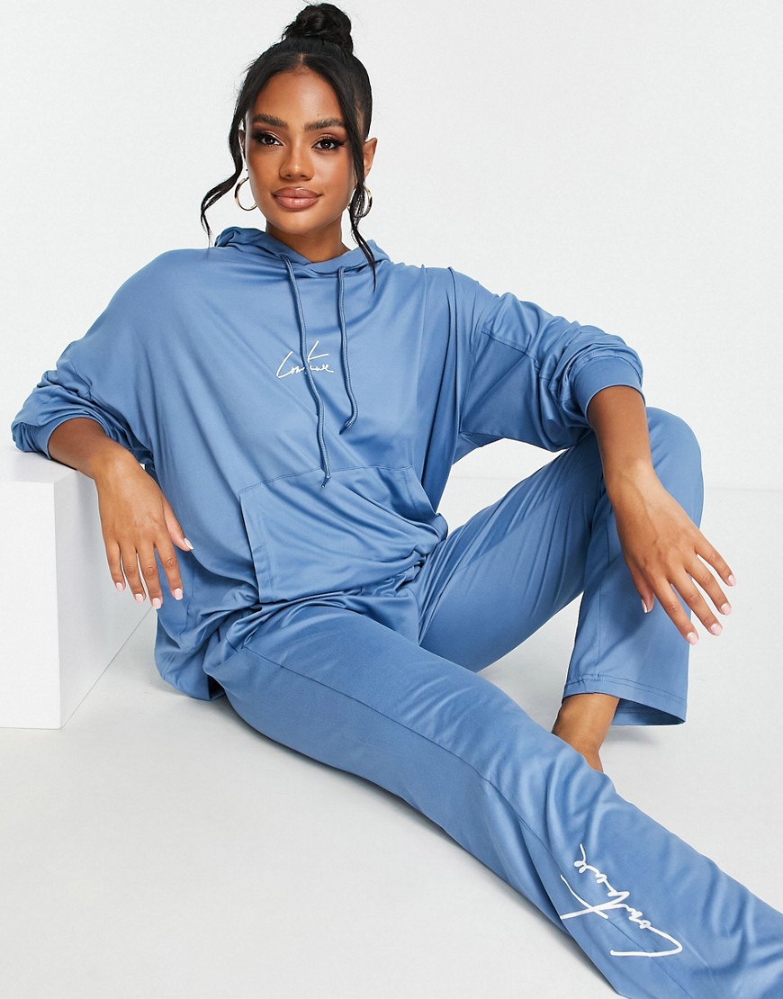 The Couture Club Hoodie Lounge Set In Frosty Blue