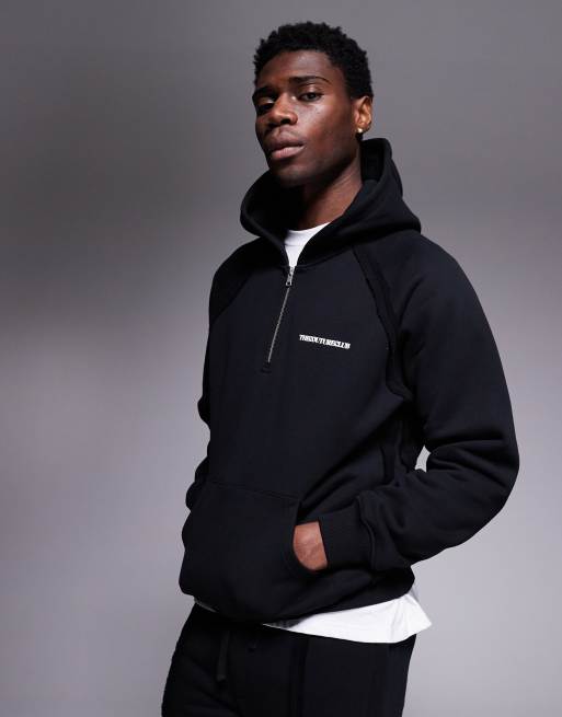 The Couture Club - Hoodie met logo en onafgewerkte naad in zwart, deel van co-ord set
