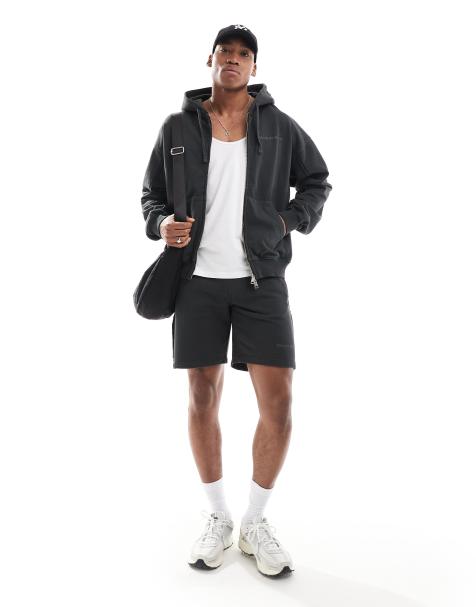 The Couture Club - Hoodie met onafgewerkte zoom en rits in antraciet, deel van co-ord set - view 1