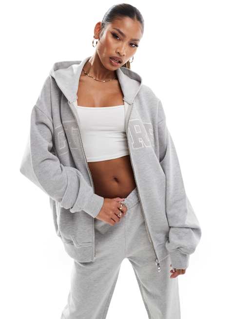 The Couture Club - Hoodie met rits in grijs, deel van co-ord set