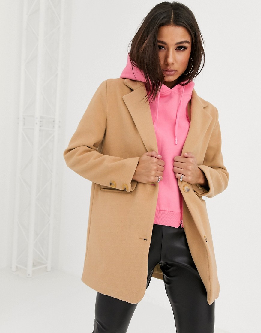 The Couture Club - Jas met capuchon in camel-Bruin