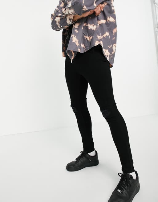 The Couture Club - Jean ultra skinny effet déchiré-rapiécé - Noir de jais
