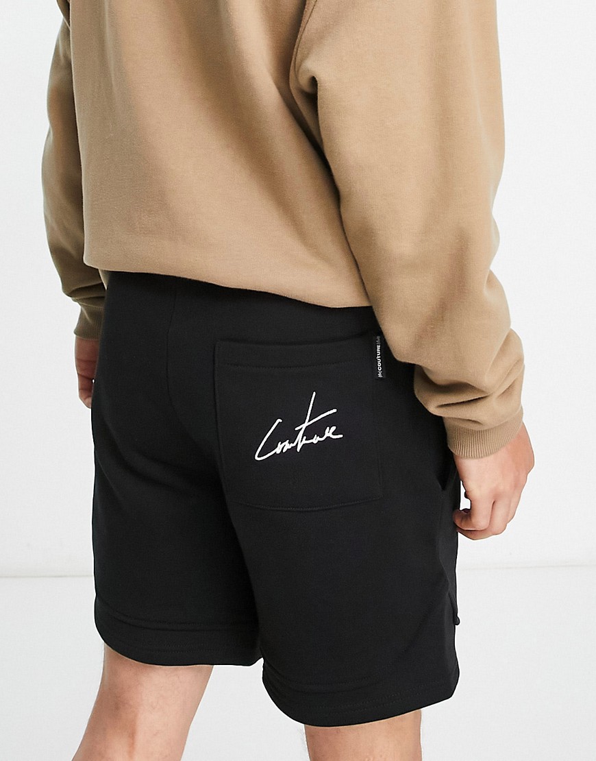 The Couture Club Jersey Shorts In Black With Logo Print - Part Of A Set