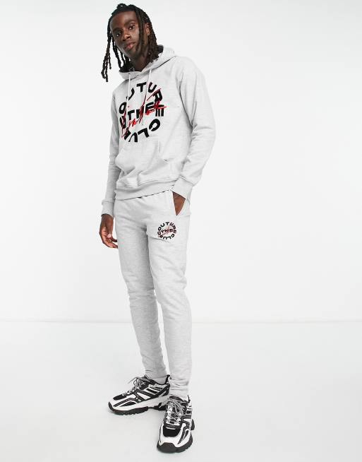The Couture Club jersey trackies in grey with signature circle flock print (part of a set)