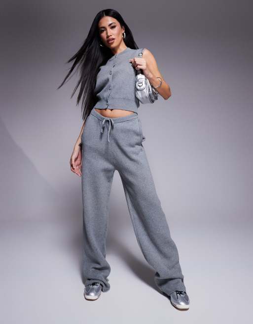 The Couture Club - Joggers in maglia vestibilità comoda color grigio mélange in coordinato