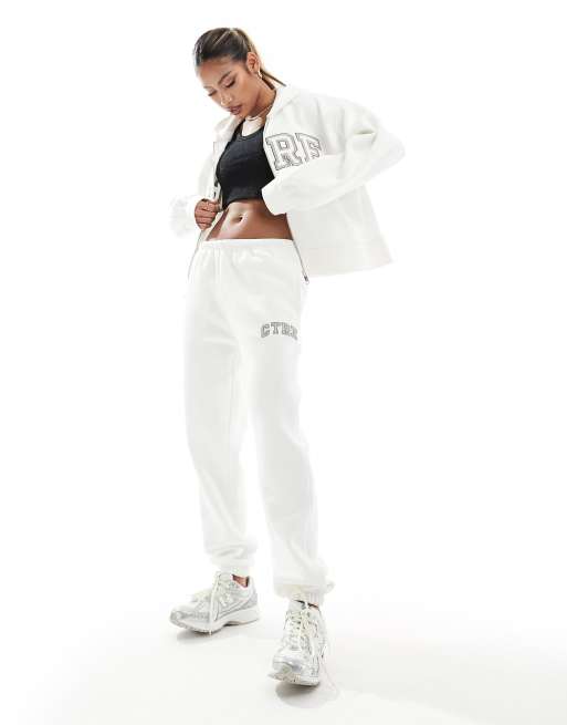 The Couture Club - Joggers stile college bianco sporco in coordinato