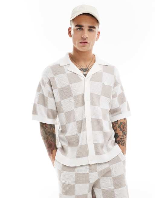 Knitted Checkerboard Shirt Off White M The Couture Club