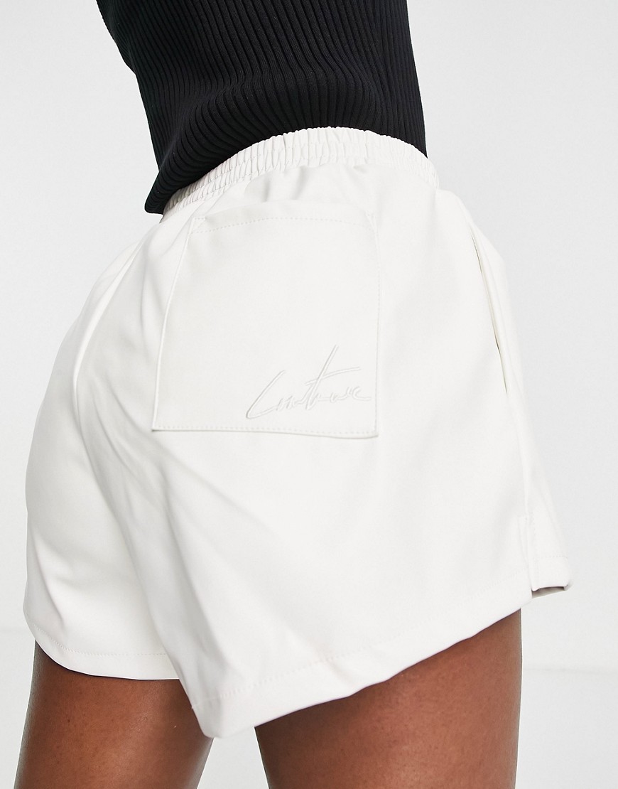 The Couture Club Leather Look Boxer Shorts In Stone-neutral