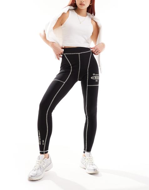 The Couture Club - Legging à coutures contrastantes et motifs graphiques oversize - Noir - view 1