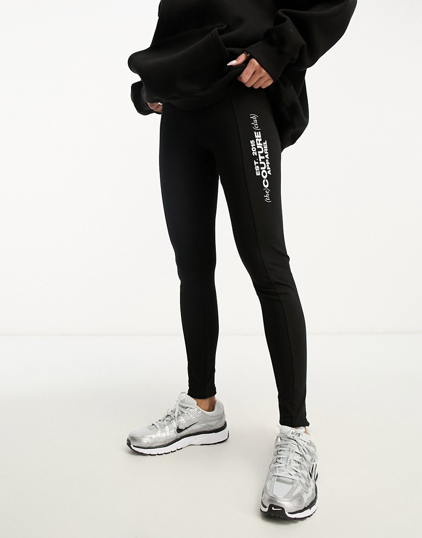 leggings in black with placement leg print - part of a set