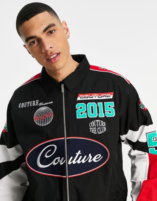 The Couture Club limited edition vintage pit jacket in black with panelling and badging