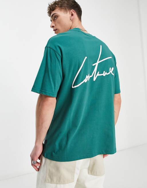 The Couture Club – Locker geschnittenes T-Shirt in Blaugrün mit Markenlogoaufdruck