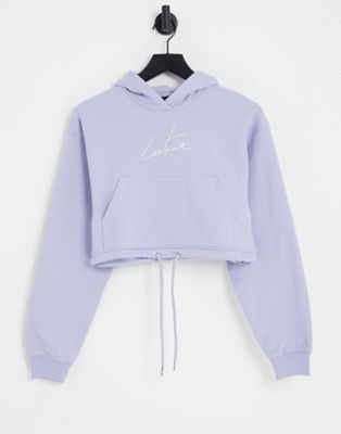 The Couture Club logo cropped hoodie co-ord in blue