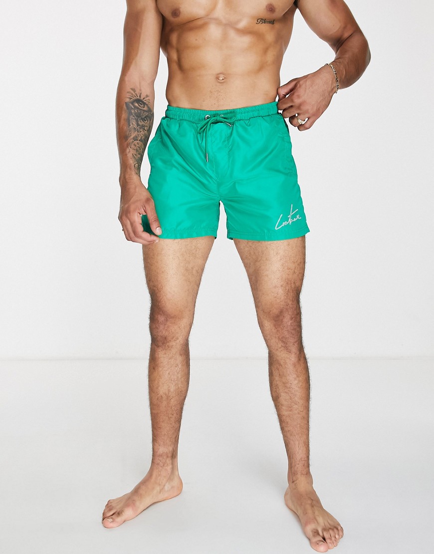 The Couture Club Logo Swim Shorts In Green