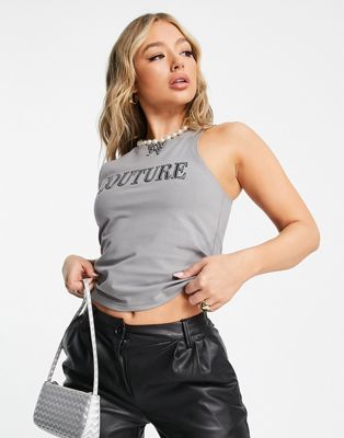 The Couture Club logo vest in grey