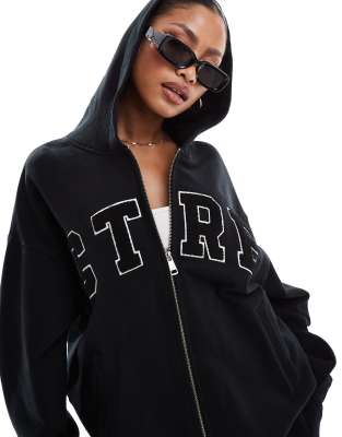 logo zip up hoodie in black - part of a set