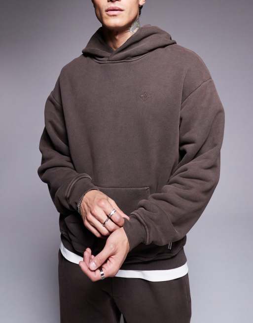 The Couture Club - Lounge Essentials - Hoodie in bruin met wassing, deel van co-ord set