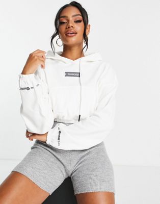 The Couture Club lounge gothic ribbed crop hoody in white co-ord - ASOS Price Checker