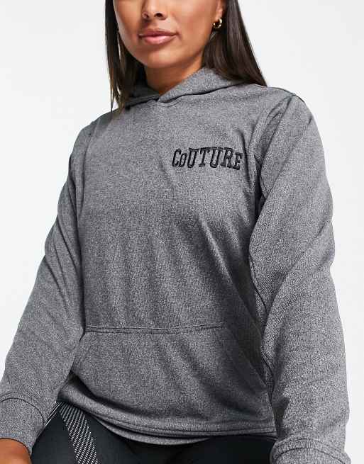 The Couture Club lounge ribbed varsity hoodie in grey (part of a set)