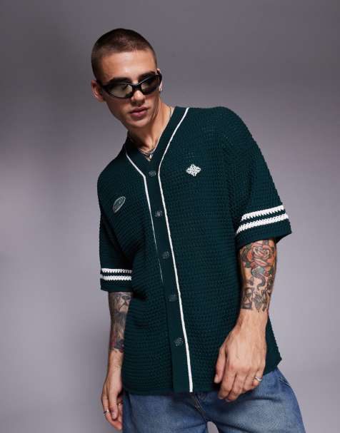 The Couture Club - Maillot de baseball oversize en maille - Vert forêt - view 1