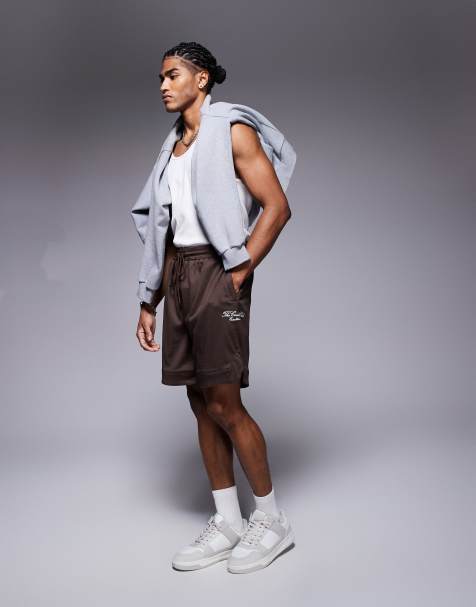 The Couture Club - Mørkebrune shorts med college-print i mesh - view 1
