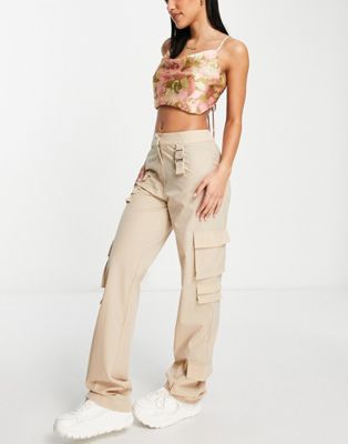 The Couture Club multi pocket cargo trousers in cream