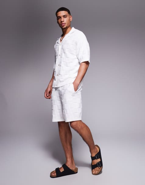 The Couture Club – Naturvita, schackrutiga, stickade shorts, del av set - view 1