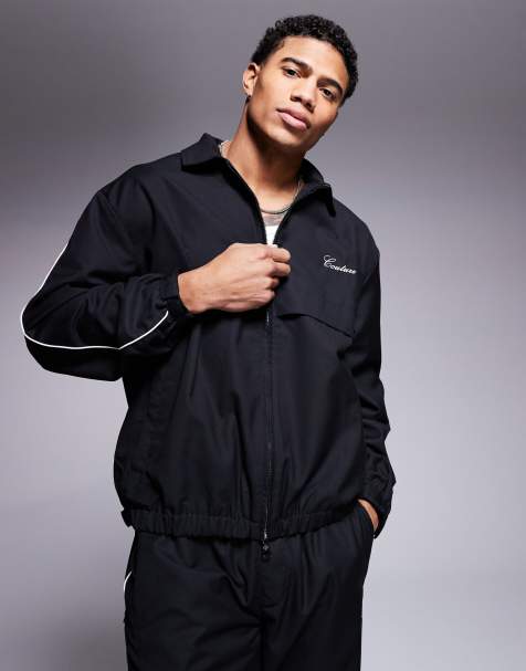 The Couture Club - Net trainingsjack met bies in zwart, deel van co-ord set - view 1