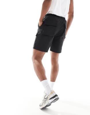 The Couture Club Nylon Zip Up Utility Shorts In Black